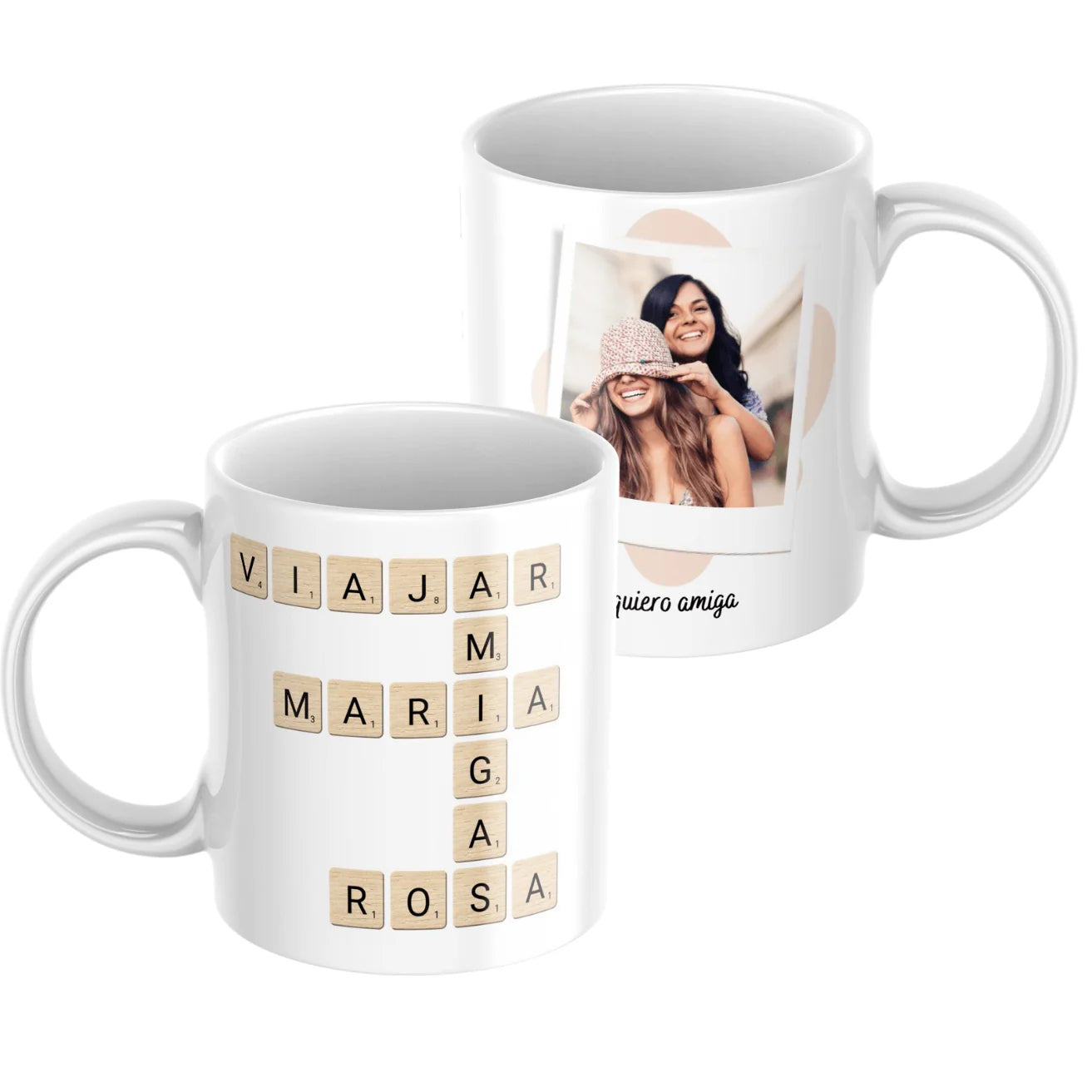 Taza Scrabble con foto y dedicatoria