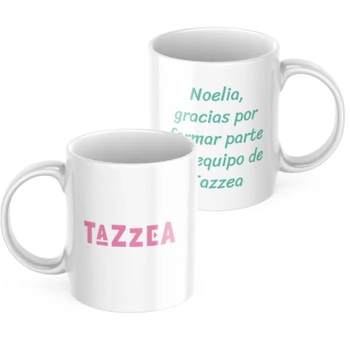 Taza corporativa con logo y texto