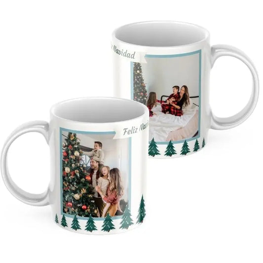 Taza abetos con dos fotos