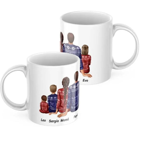 Taza familia con jerseys navideños