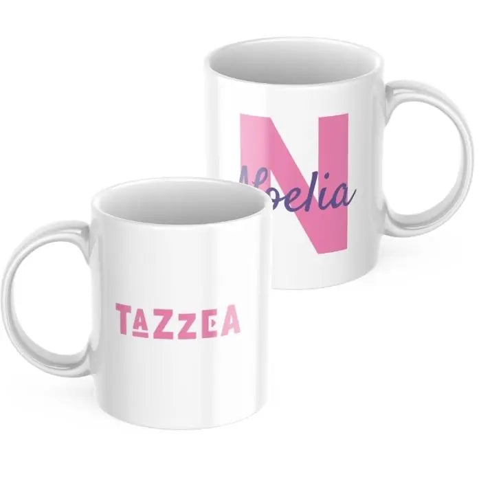 Taza corporativa con logo, inicial y nombre