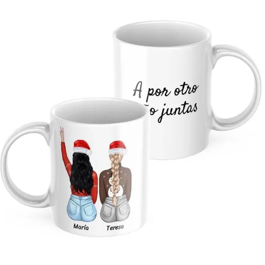 Taza amigas navideñas (de 2 a 4 amigas) con dedicatoria