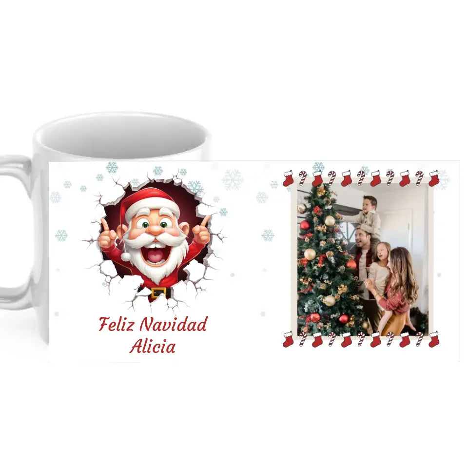 Diseño Plantilla Tazas Feliz Navidad 3D Navideñas Papá Noel