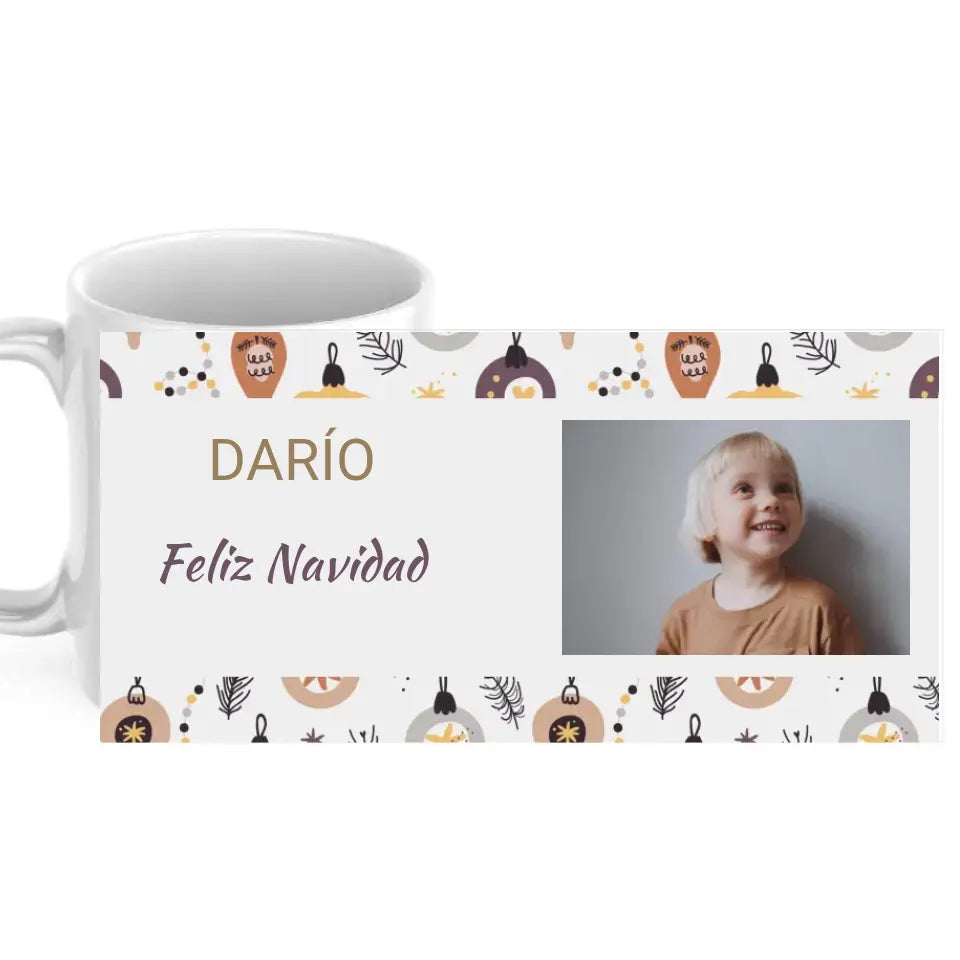 Taza luces navidad con nombre y dedicatoria