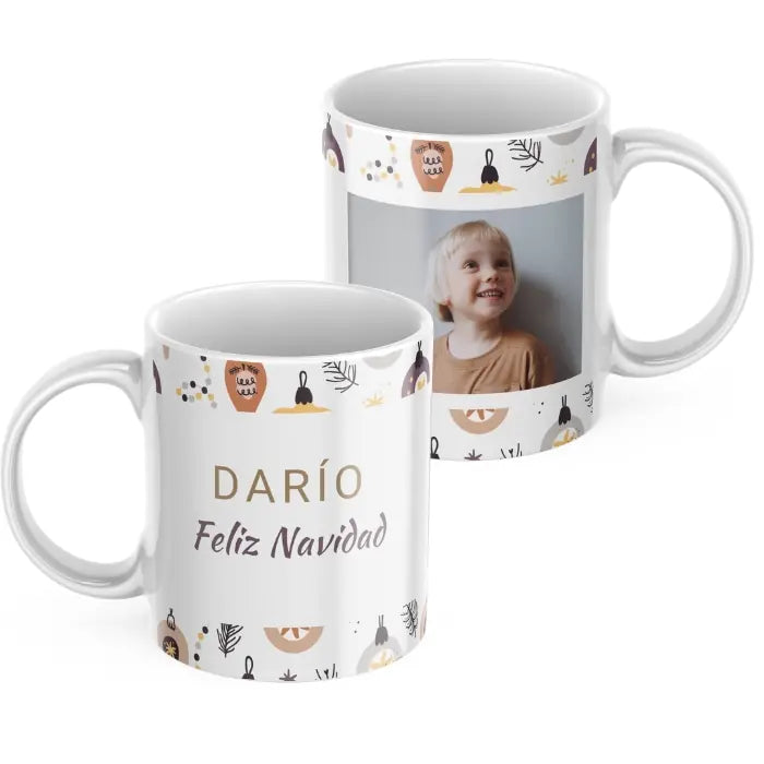 Taza luces navidad con nombre y dedicatoria