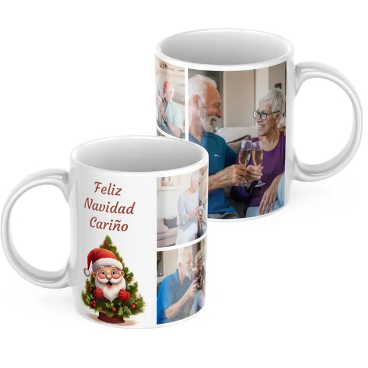 Taza collage navidad (2, 3 o 4 fotos) y dedicatoria