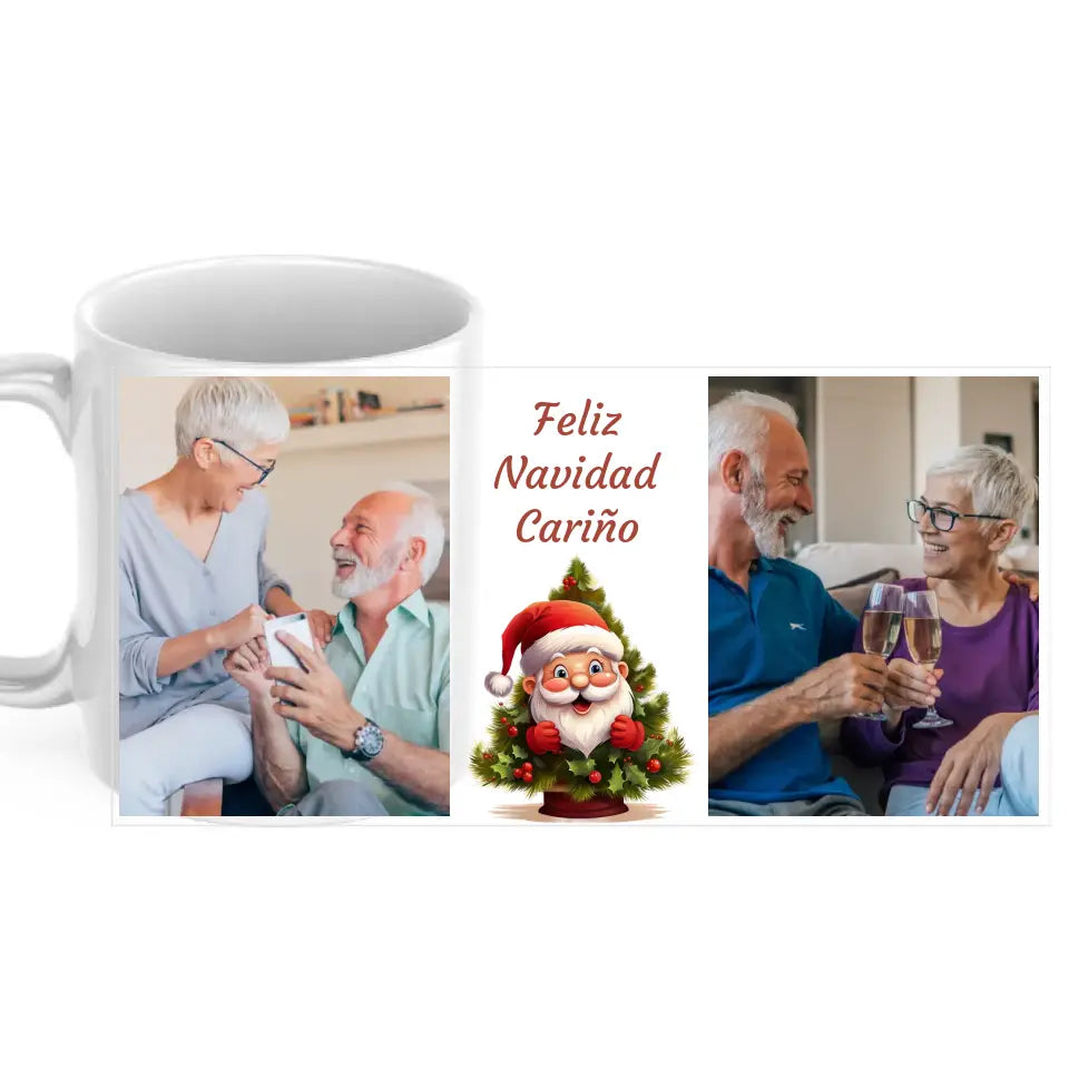 Taza collage navidad (2, 3 o 4 fotos) y dedicatoria