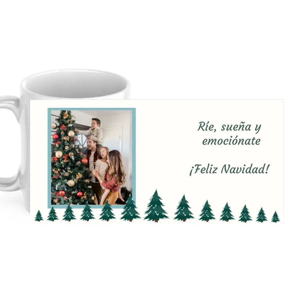 Taza abetos con foto y texto