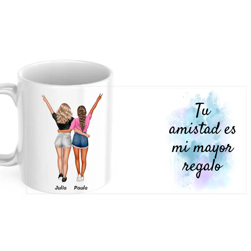 Taza dos amigas y dedicatoria