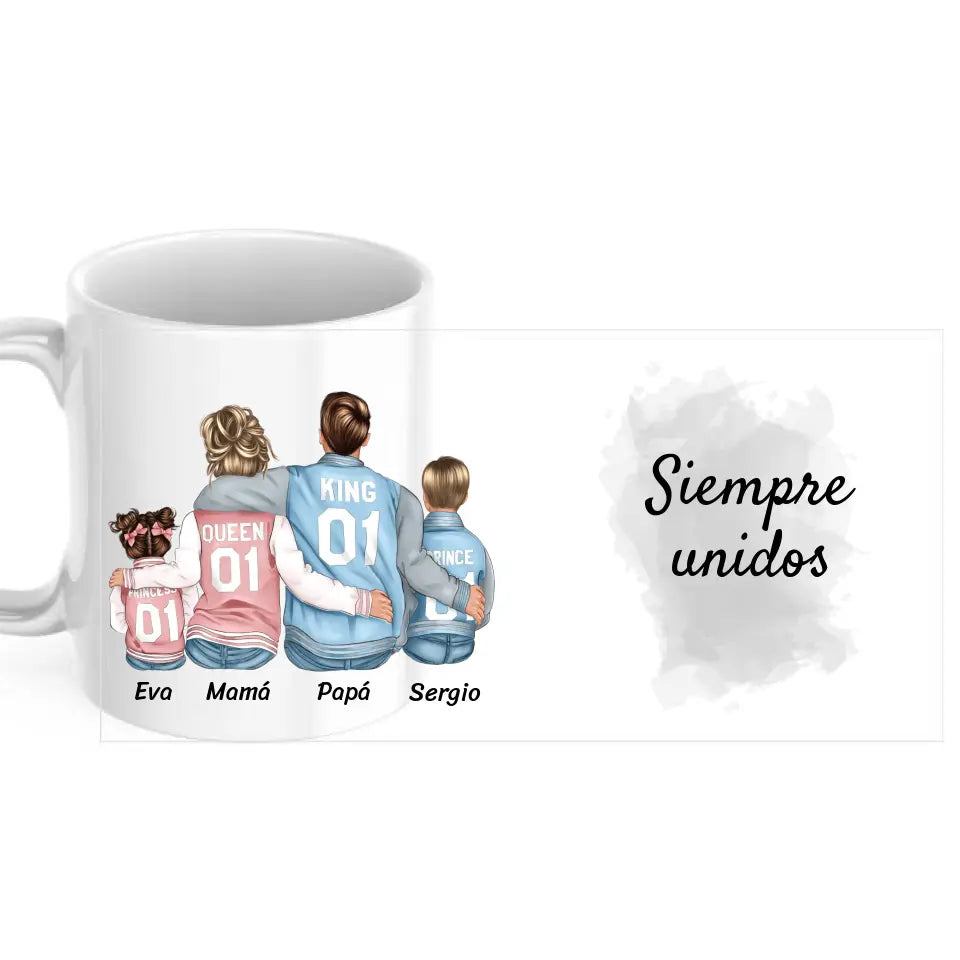 Taza familia de 4 (con varias opciones) y dedicatoria