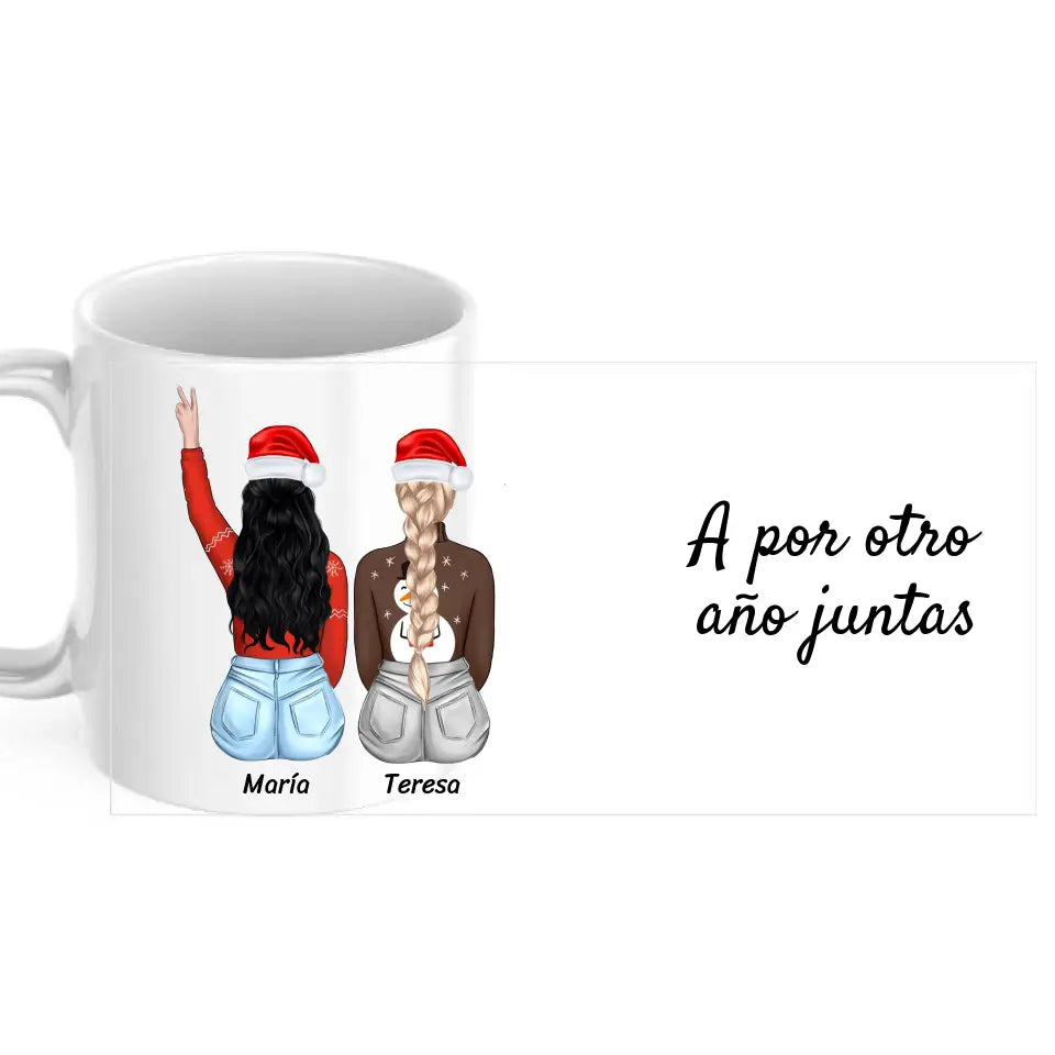 Taza amigas navideñas (de 2 a 4 amigas) con dedicatoria