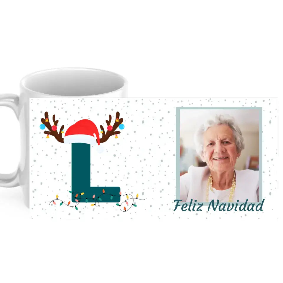 Taza inicial navideña con foto