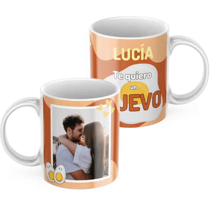 Taza pareja te quiero un huevo (con o sin foto)