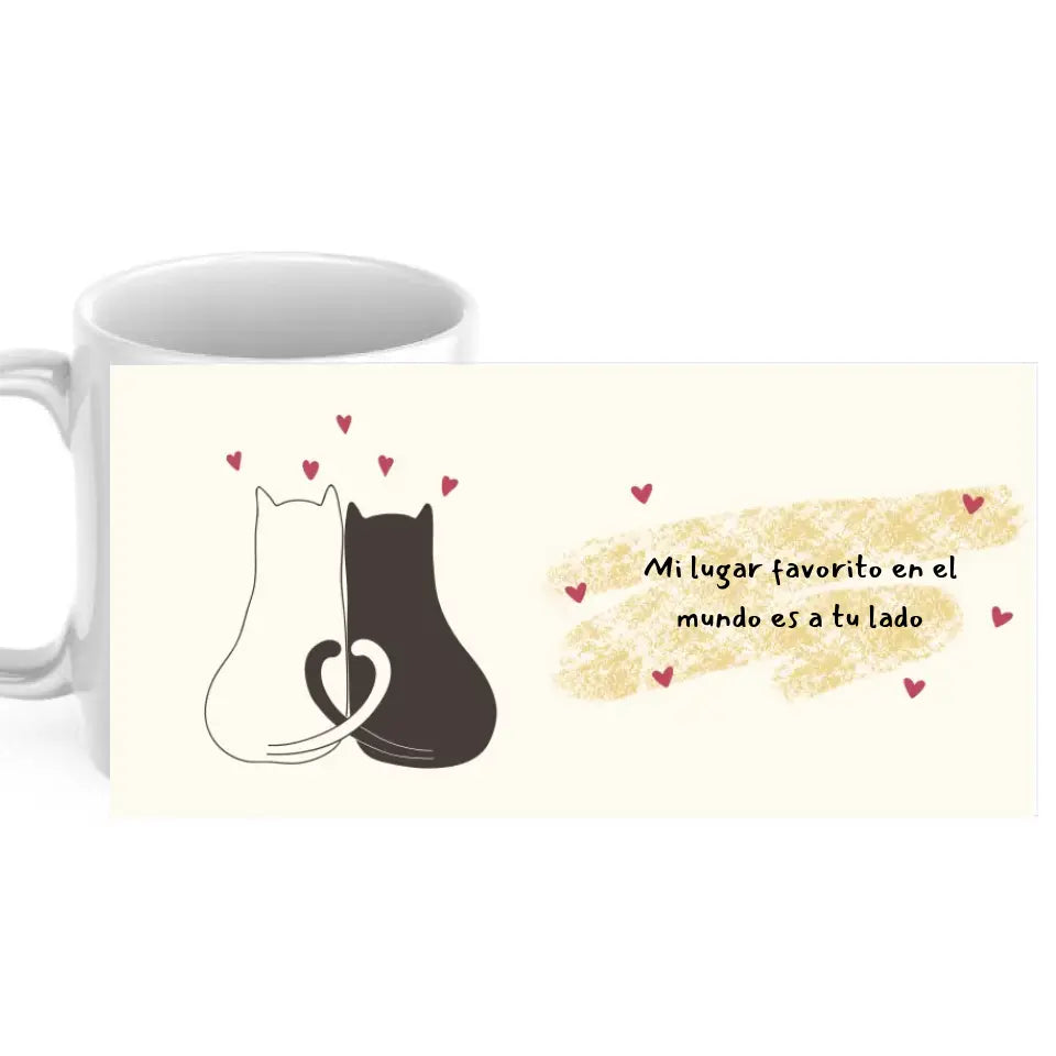 Taza gatos con dedicatoria