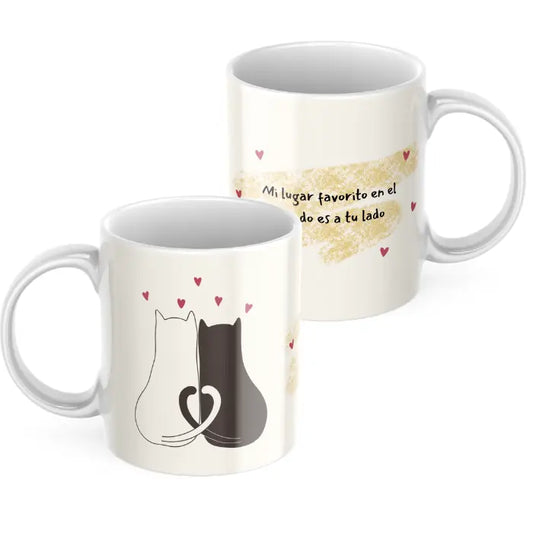 Taza gatos con dedicatoria