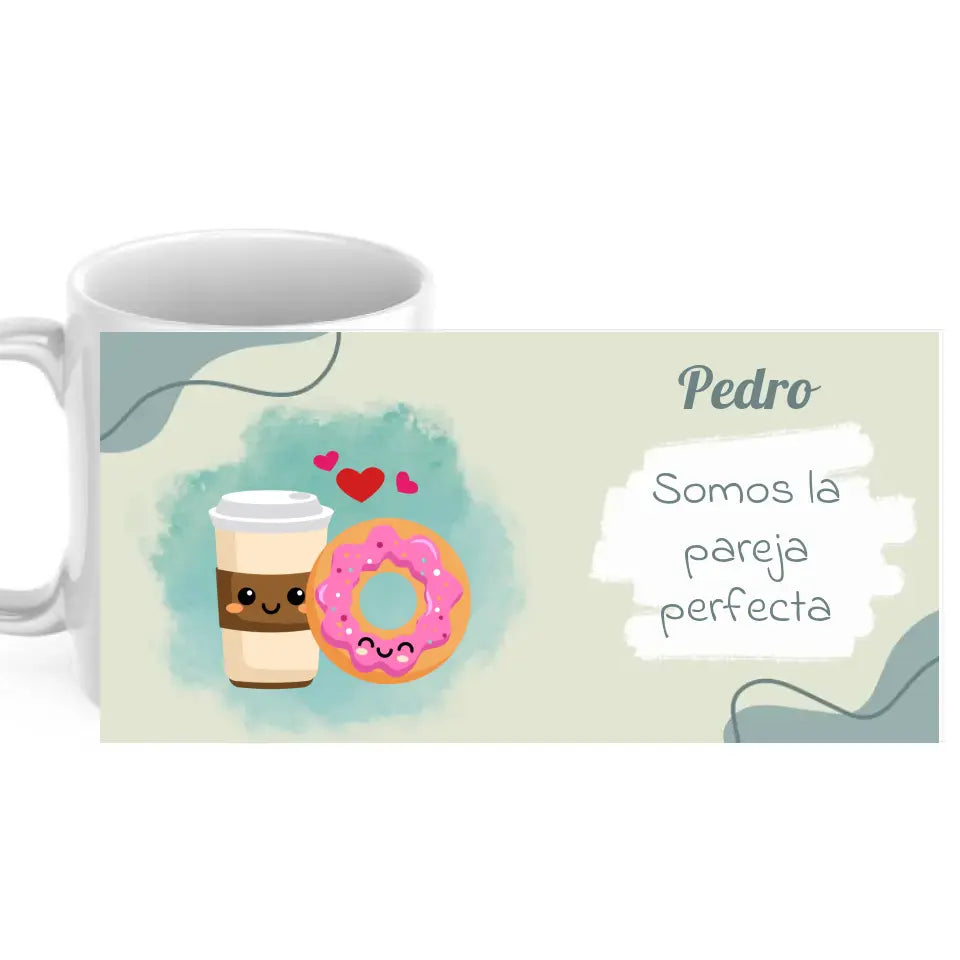 Taza pareja perfecta con dedicatoria