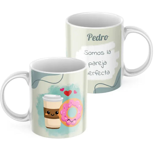 Taza pareja perfecta con dedicatoria