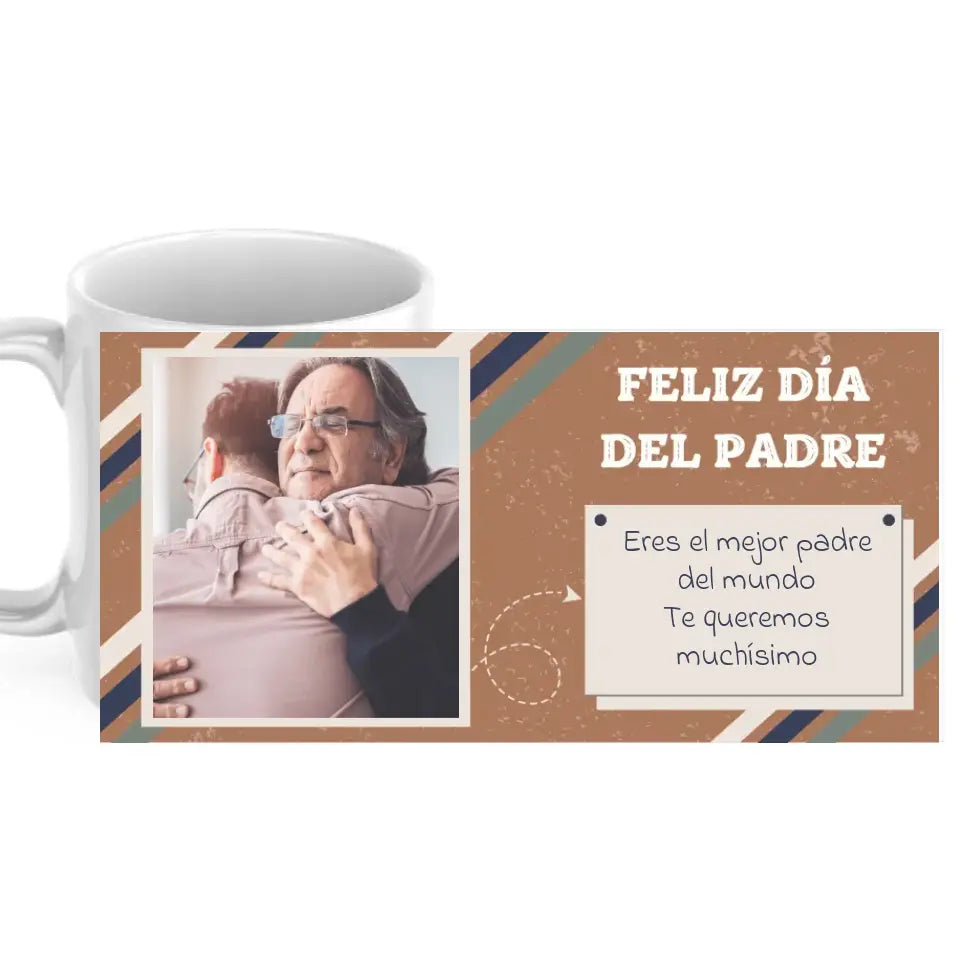 Taza día del padre marrón con foto y dedicatoria