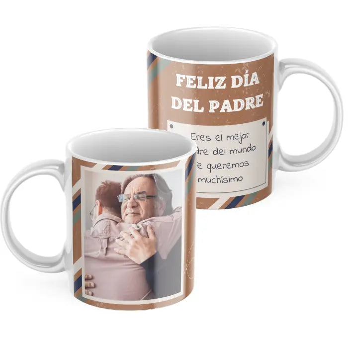 Taza día del padre marrón con foto y dedicatoria