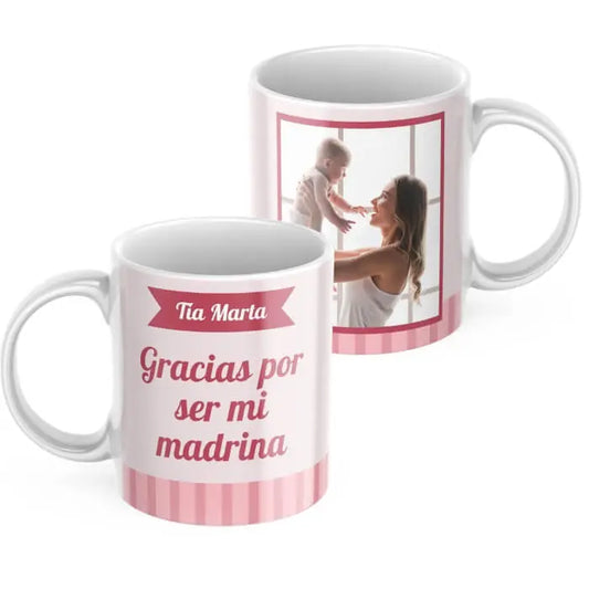 Taza gracias por ser mi madrina con nombre y foto