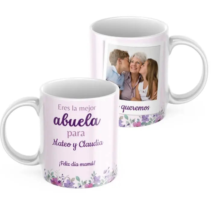 Taza eres la mejor abuela con foto y dedicatorias