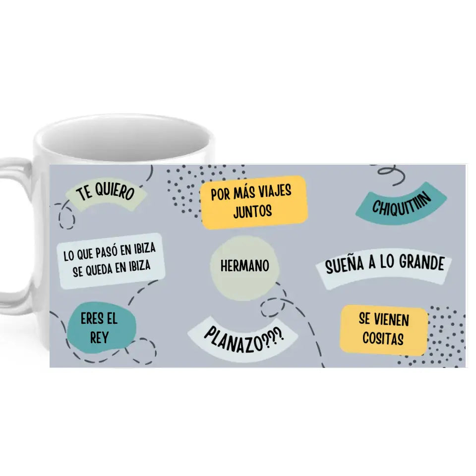 Taza frases personalizadas gris