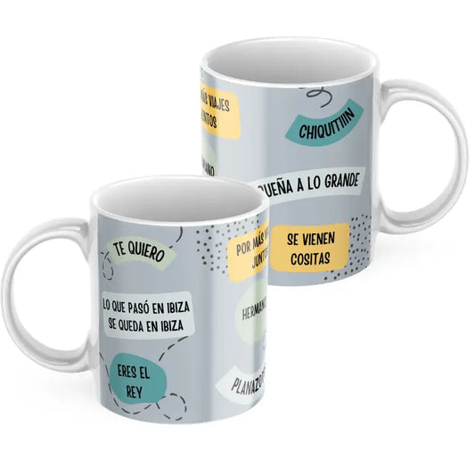 Taza frases personalizadas gris