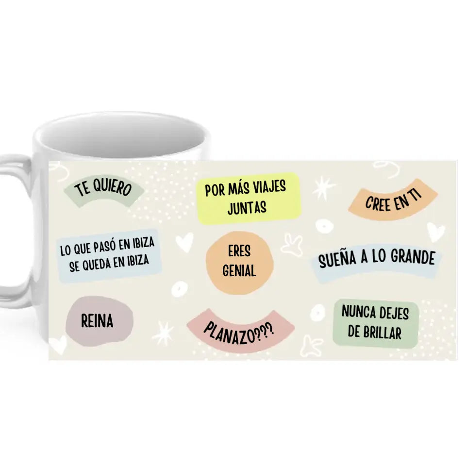 Taza frases personalizadas pastel