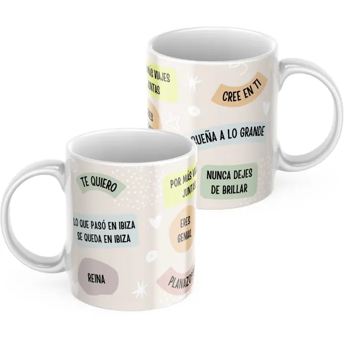 Taza frases personalizadas pastel