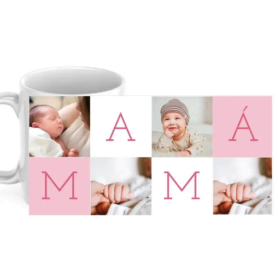 Taza mamá collage 4 fotos