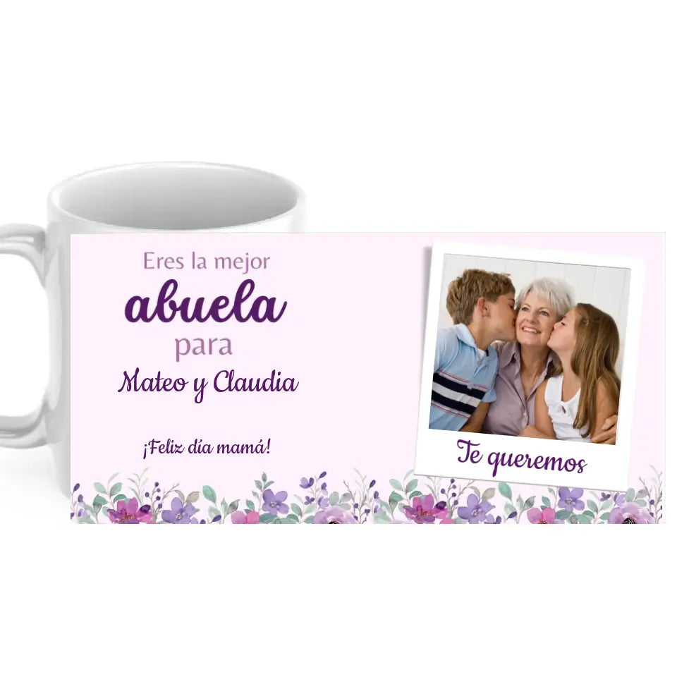 Taza eres la mejor abuela con foto y dedicatorias