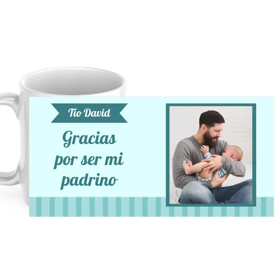 Taza gracias por ser mi padrino con nombre y foto