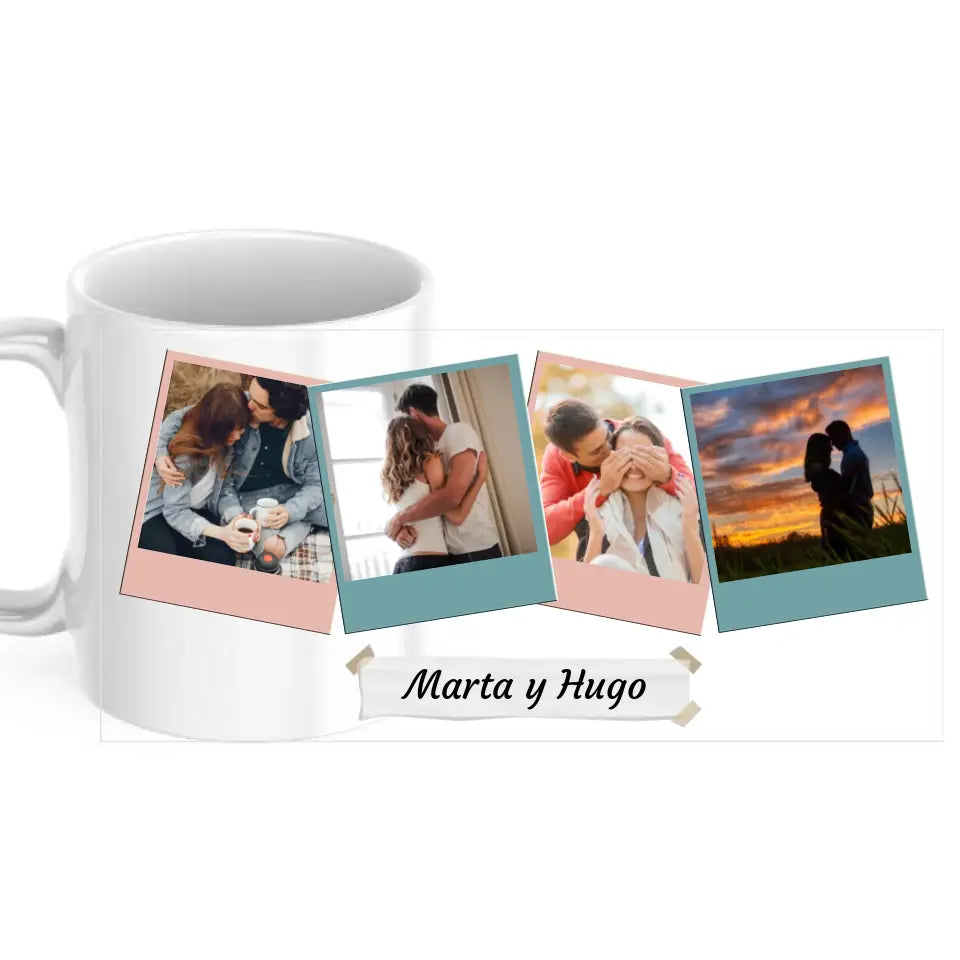 Taza polaroids con fotos personalizada