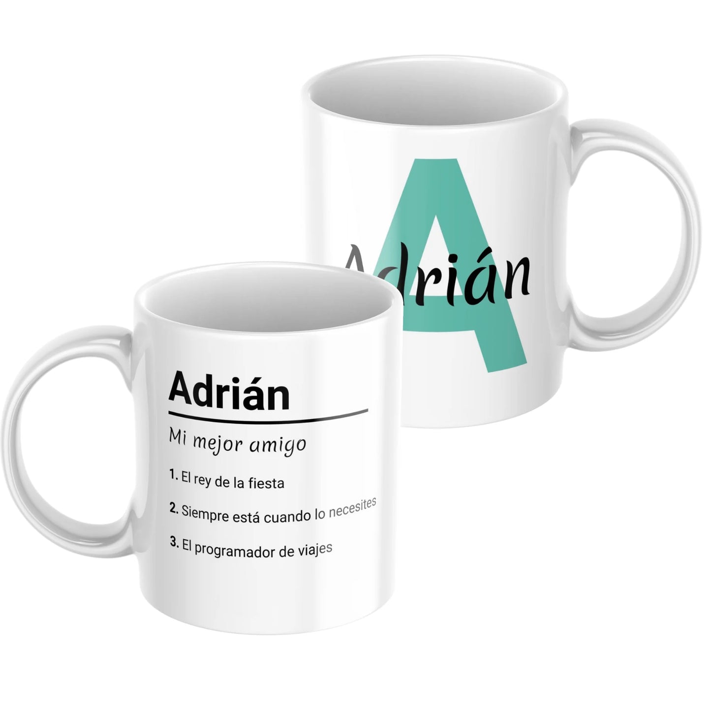Taza descriptiva con inicial