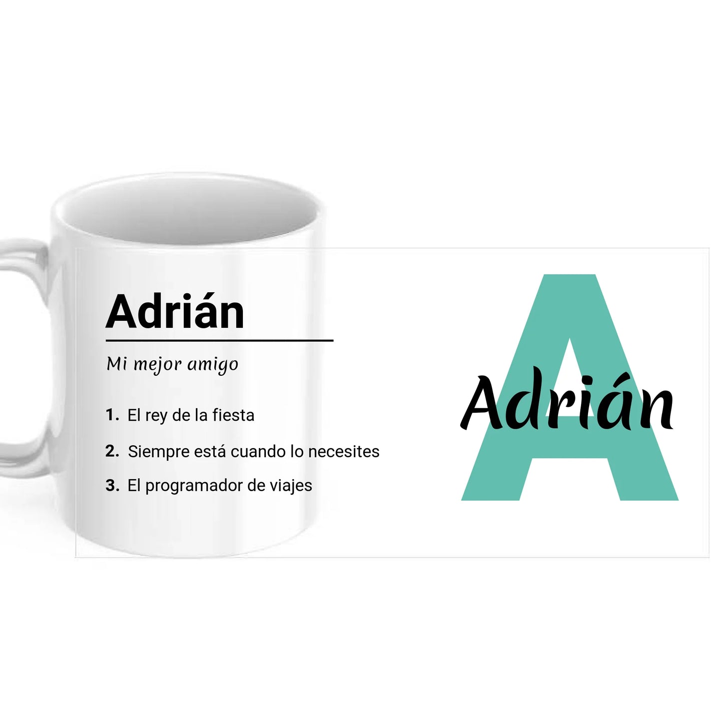 Taza descriptiva con inicial