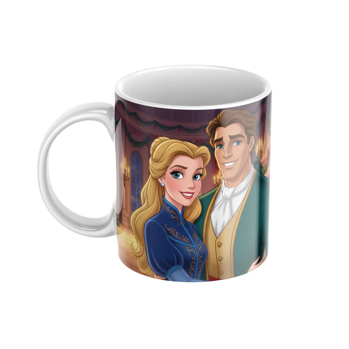 Taza Navideña La Bella y la Bestia Personalizada
