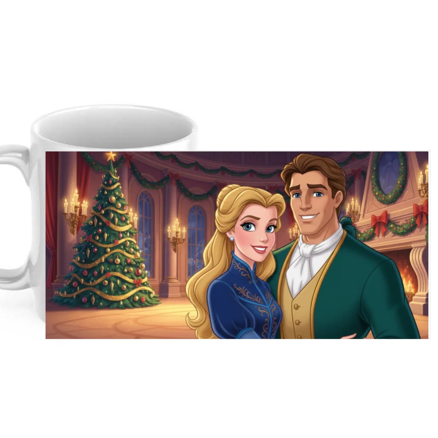 Taza Navideña La Bella y la Bestia Personalizada