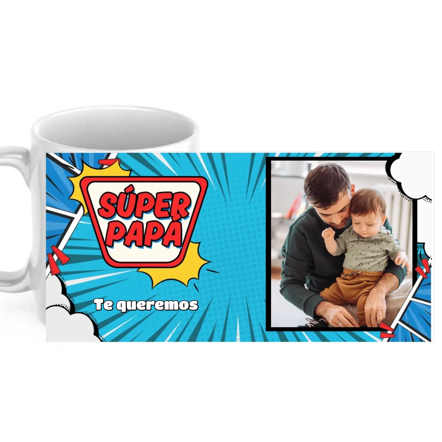 Taza Super Papá Superhéroes con dedicatoria y foto