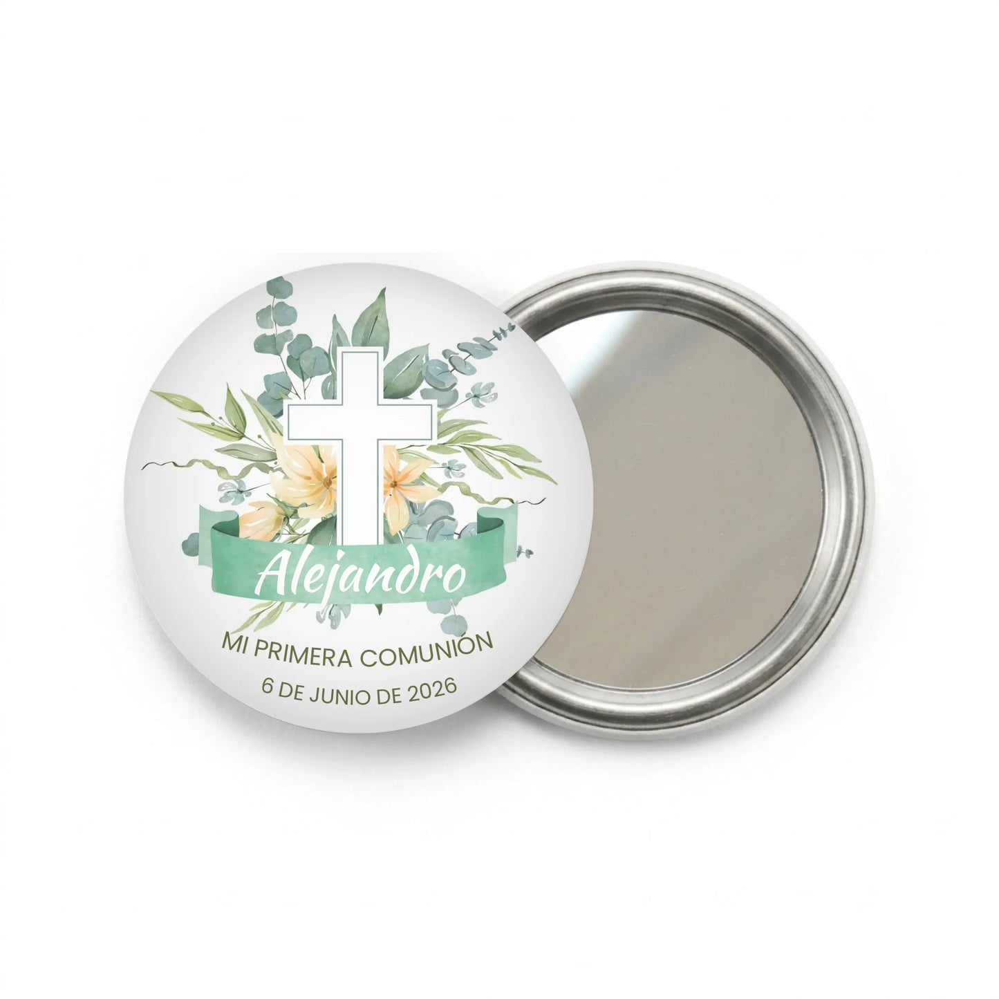 DALL·E 2024-12-12 12.19.55 - A minimalistic, clean template of a round white button badge, centered on a transparent background. The badge is plain white, with subtle shadows to g