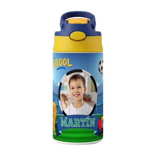 Botella Infantil Fútbol personalizada con foto y nombre