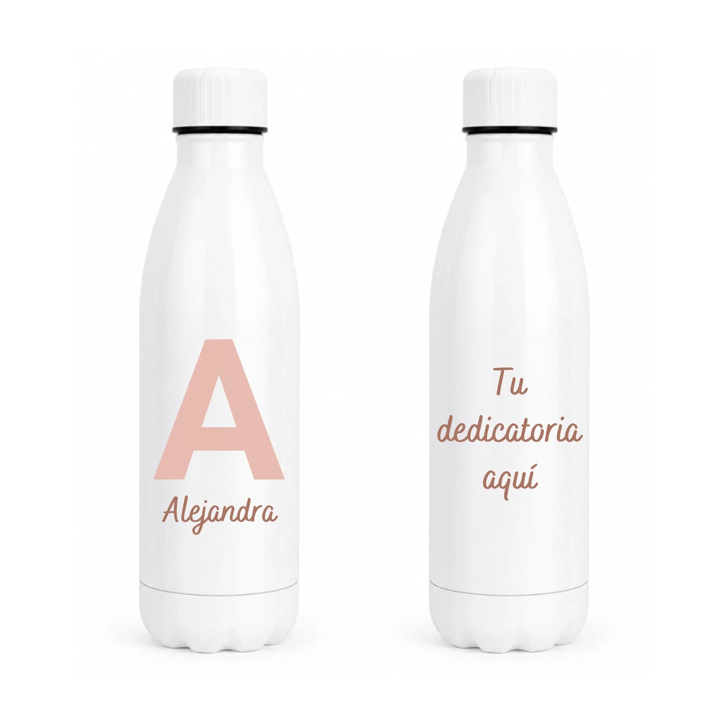 Botella térmica con inicial, nombre y dedicatoria personalizadas
