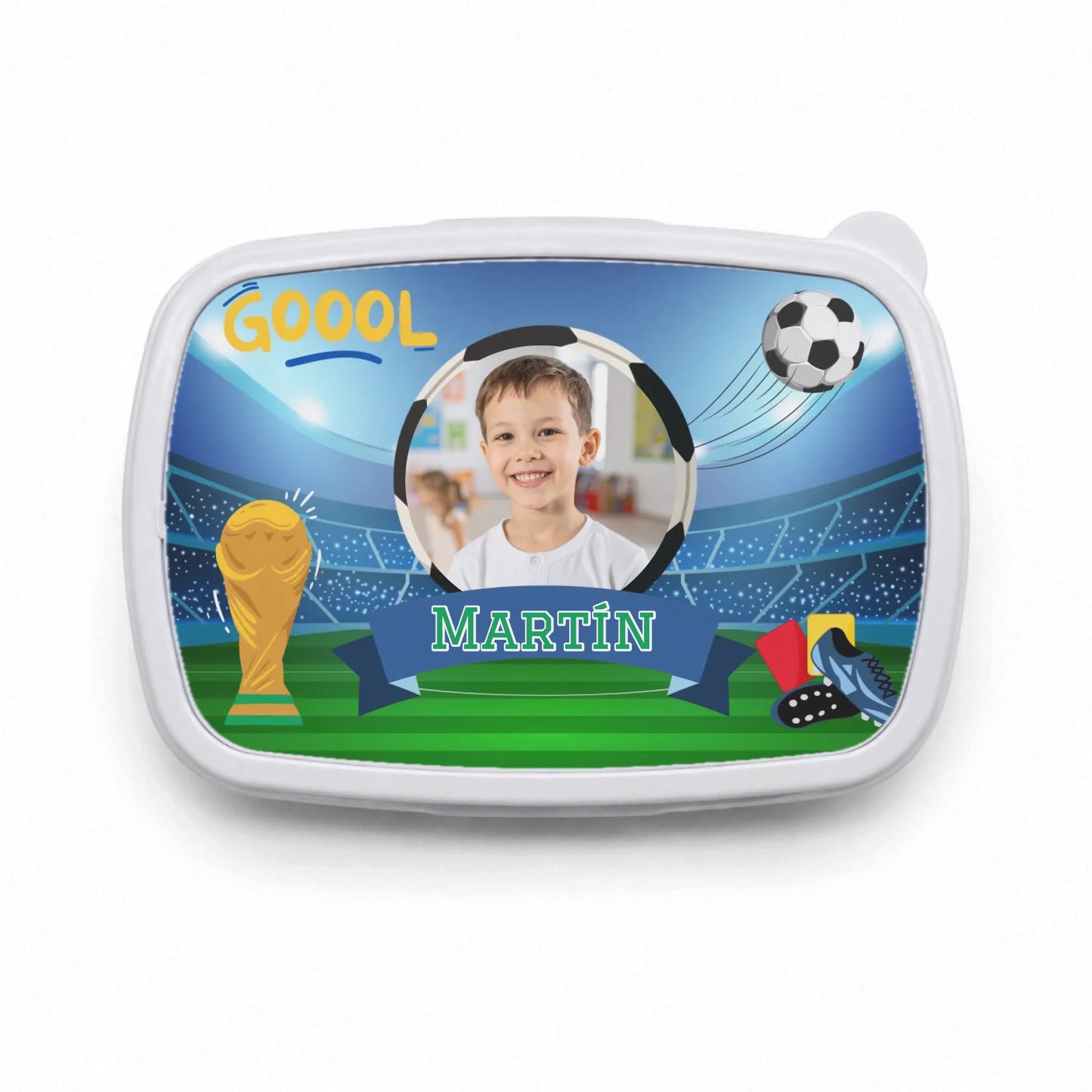 Fiambrera Infantil Personalizada Fútbol con foto y nombre