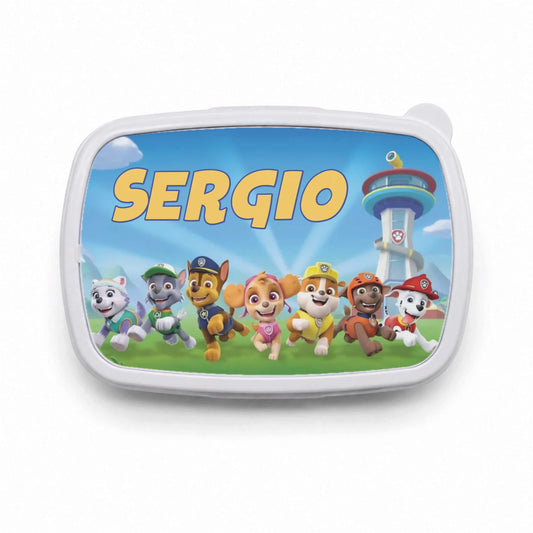Fiambrera infantil personalizada de la Patrulla Canina con nombre editable