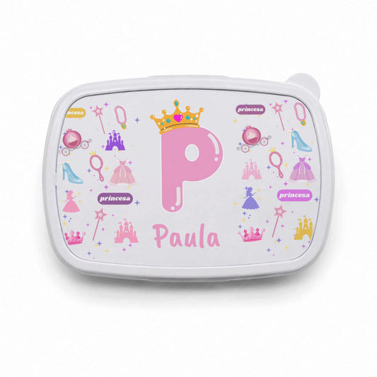Fiambrera infantil personalizada princesas con inicial y nombre