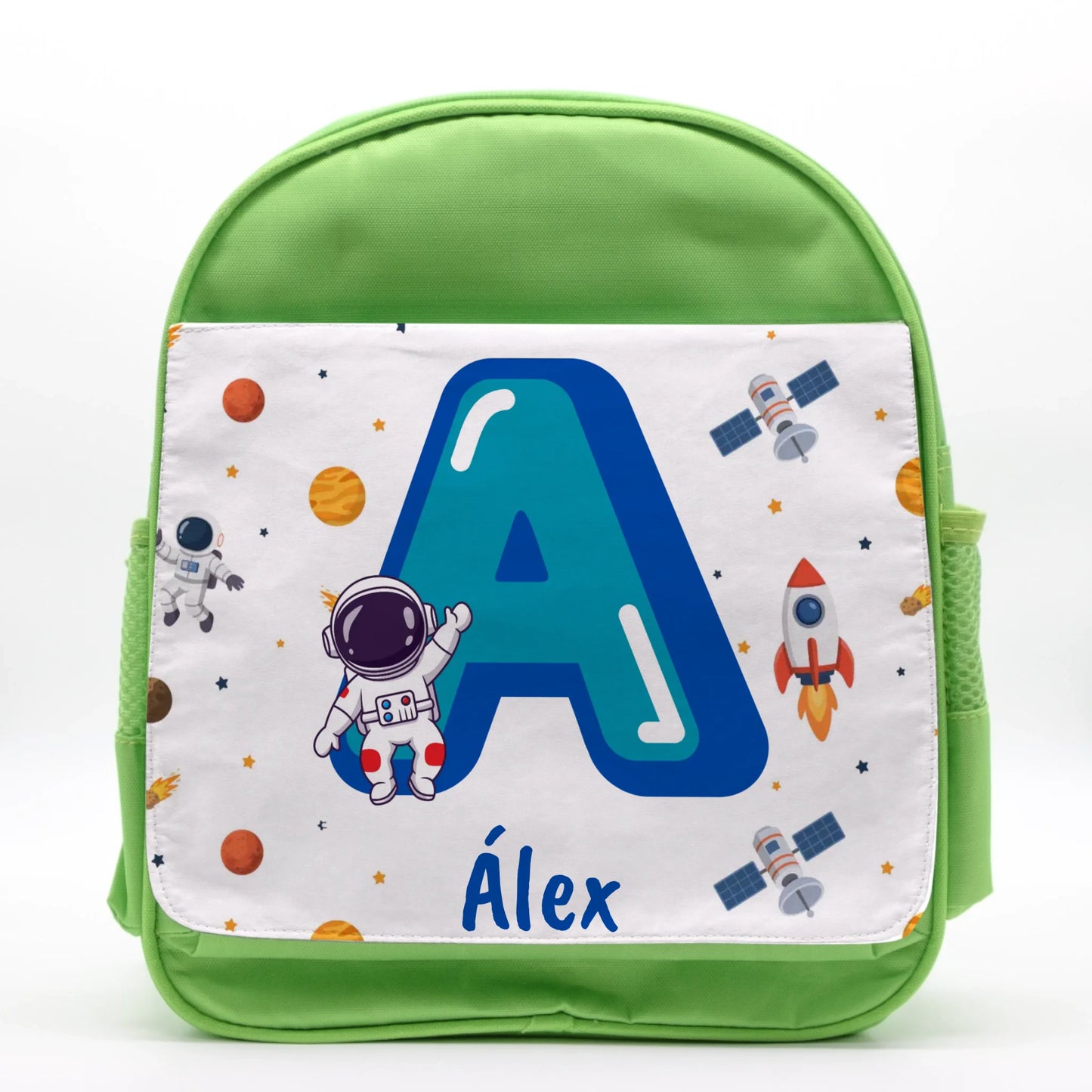 Mochila Infantil Personalizada con Inicial y Nombre de Planetas y Astronauta