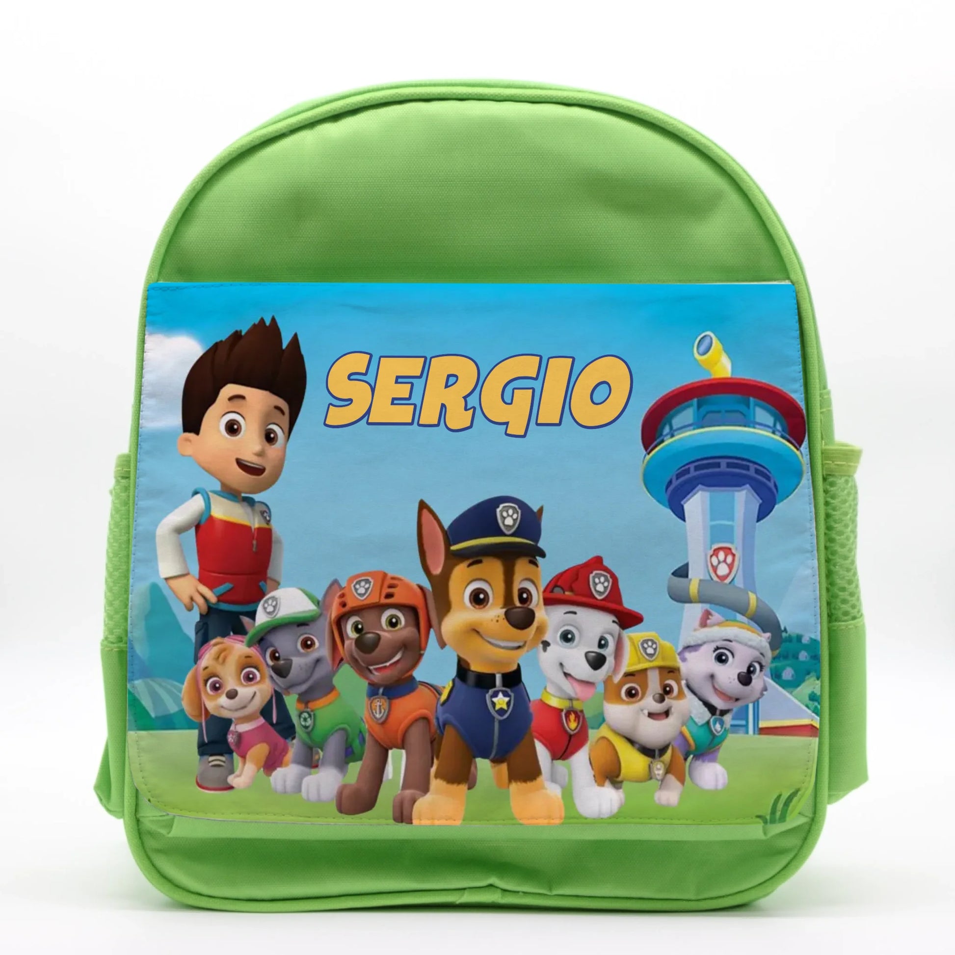 Mochila infantil personalizada de la Patrulla Canina con diseño impreso a color y nombre editable